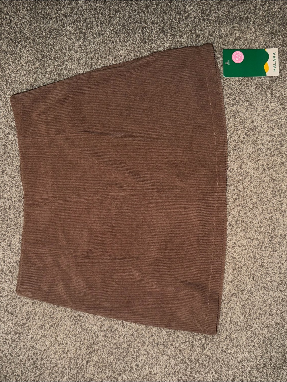 HALARA Chocolate Brown Ribbed Knit Mini Skirt